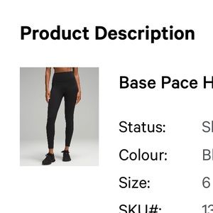 Lululemon base pace tights 28”